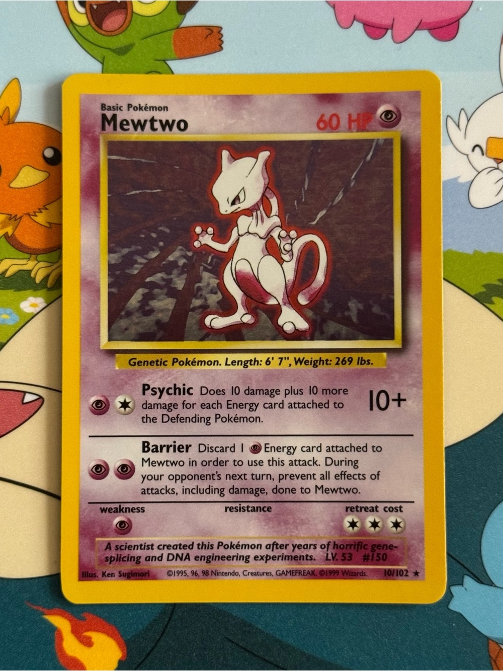 Mewtwo 10/102 Base Set Holo Rare Vintage 1999 Pokemon Card Excellent Condition! - Picture 2 of 4